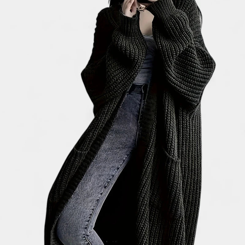 Gleame.-Truien & Vesten-Gleame Damesvest - Losvallend gebreid vest met open voorkant en lange mouwen