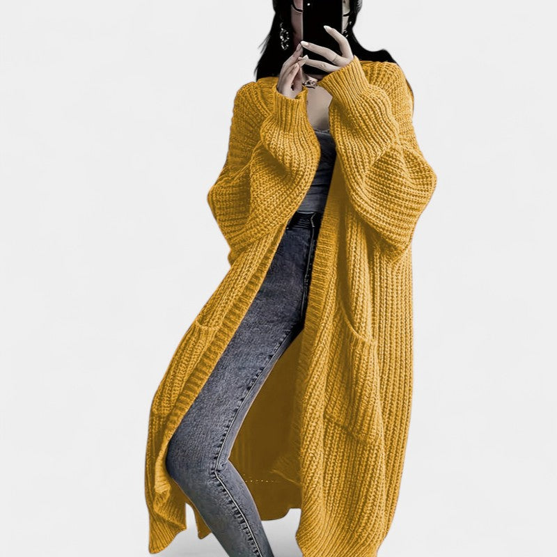 Gleame.-Truien & Vesten-Gleame Damesvest - Losvallend vest met open voorkant en lange mouwen