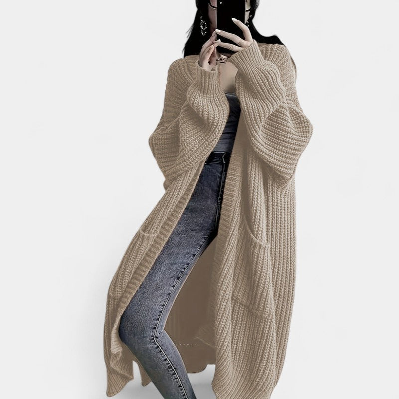 Gleame.-Truien & Vesten-Gleame Damesvest - Losvallend vest met open voorkant en lange mouwen