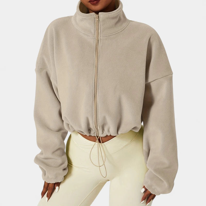 Gleame.-Truien & Vesten-Gleame Jas - Warme damesjas van fleece met rits en elastische zoom