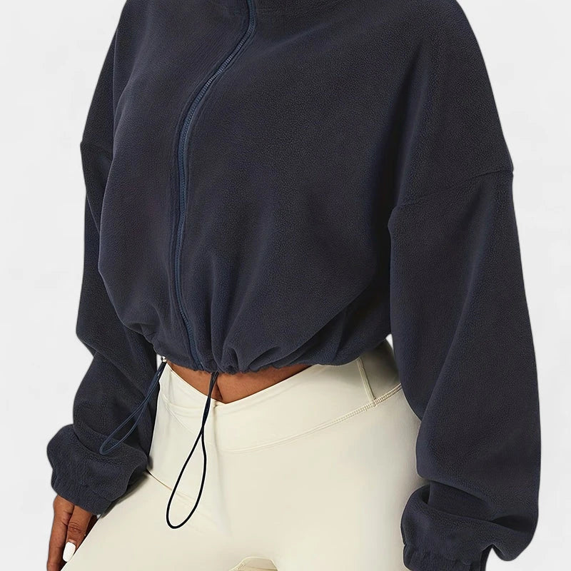 Gleame.-Truien & Vesten-Gleame Jas - Warme damesjas van fleece met rits en elastische zoom