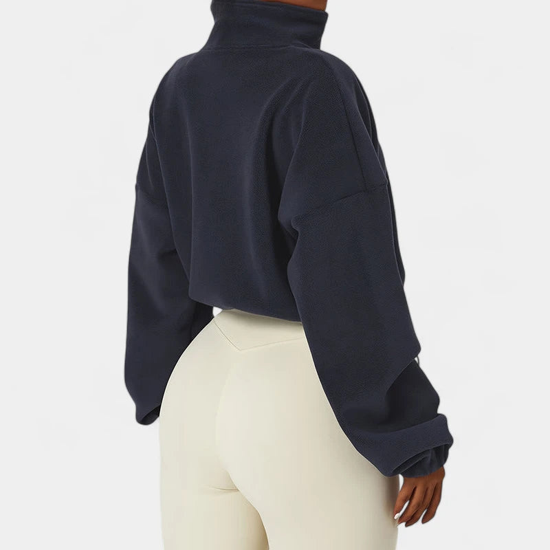 Gleame.-Truien & Vesten-Gleame Jas - Warme damesjas van fleece met rits en elastische zoom