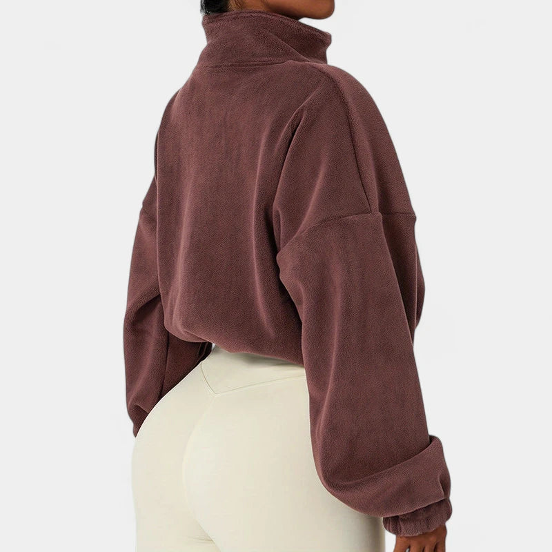 Gleame.-Truien & Vesten-Gleame Jas - Warme damesjas van fleece met rits en elastische zoom