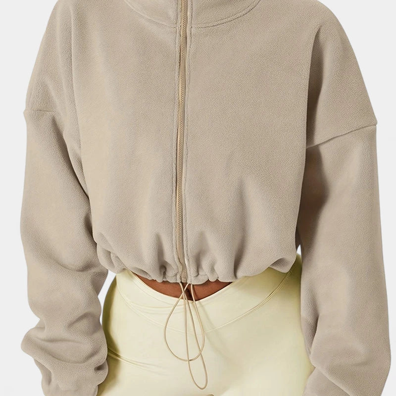 Gleame.-Truien & Vesten-Gleame Jas - Warme damesjas van fleece met rits en elastische zoom