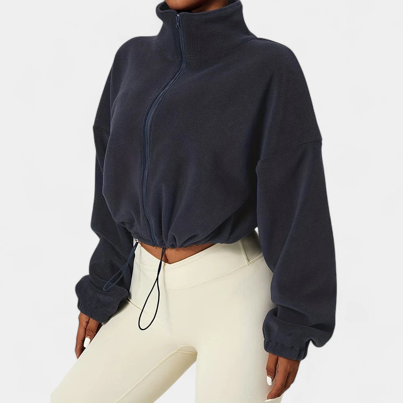 Gleame.-Truien & Vesten-Gleame Jas - Warme damesjas van fleece met rits en elastische zoom