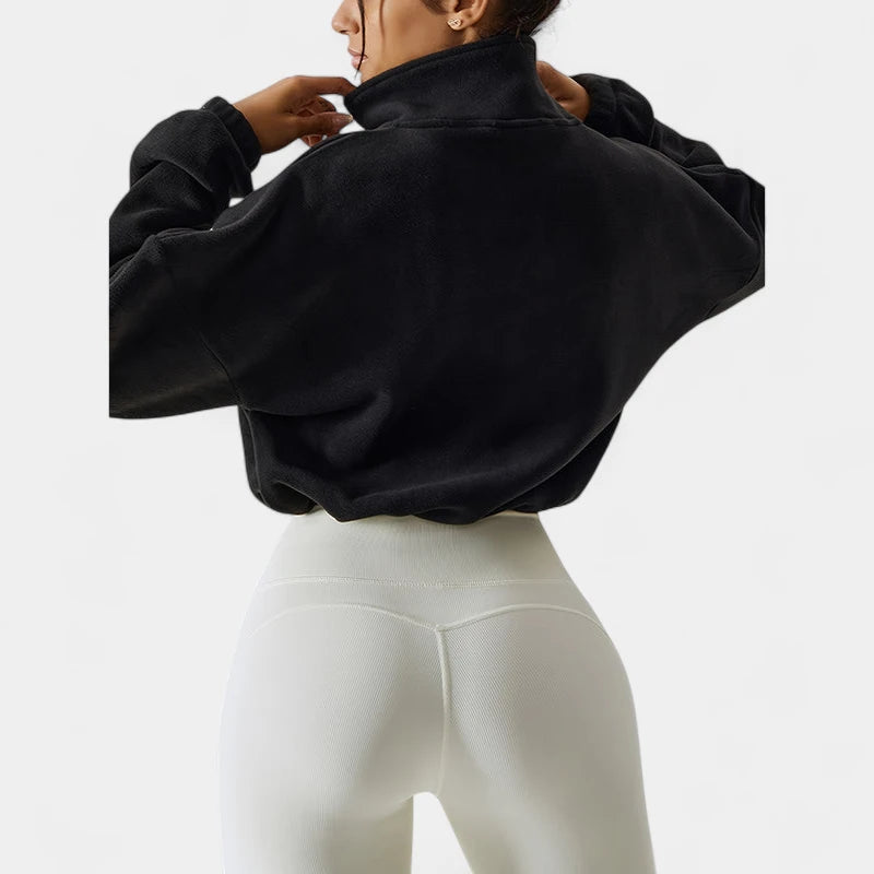 Gleame.-Truien & Vesten-Gleame Jas - Warme damesjas van fleece met rits en elastische zoom