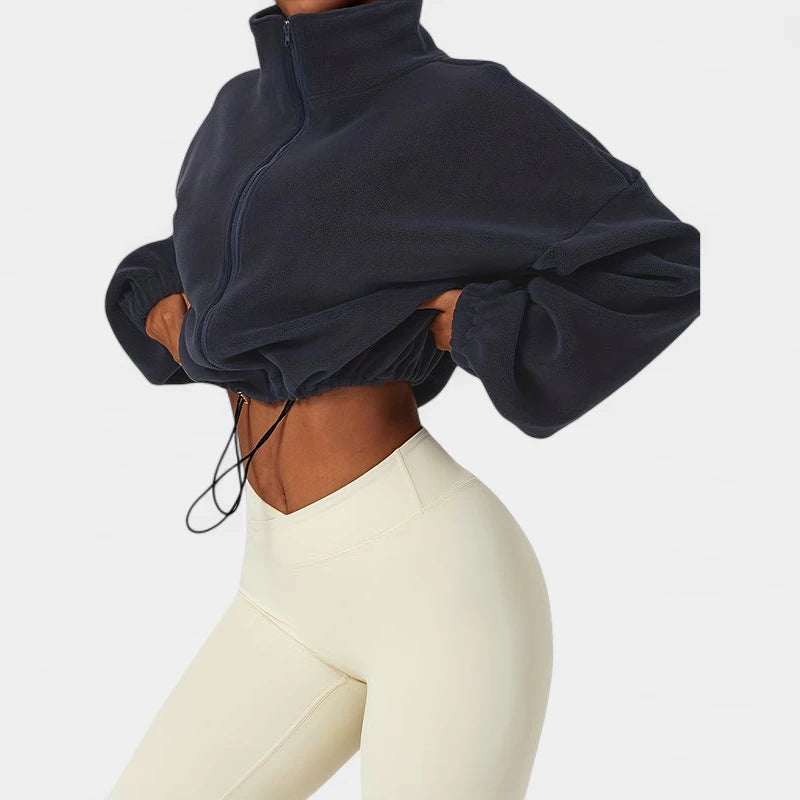 Gleame.-Truien & Vesten-Gleame Jas - Warme damesjas van fleece met rits en elastische zoom