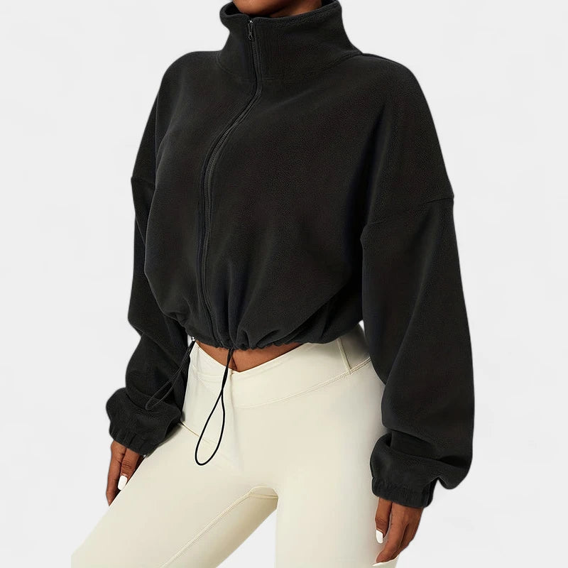 Gleame.-Truien & Vesten-Gleame Jas - Warme damesjas van fleece met rits en elastische zoom