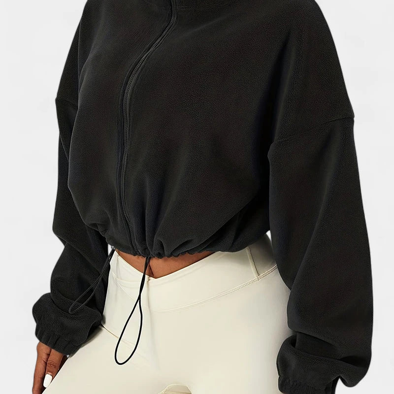 Gleame.-Truien & Vesten-Gleame Jas - Warme damesjas van fleece met rits en elastische zoom