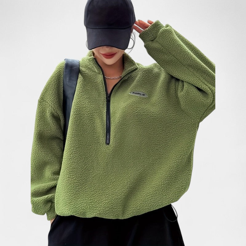 Gleame.-Truien & Vesten-Gleame Sweater - Casual trui met ritssluiting en lange mouwen