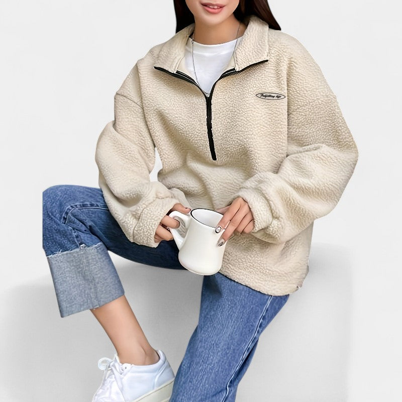 Gleame.-Truien & Vesten-Gleame Sweater - Casual trui met ritssluiting en lange mouwen