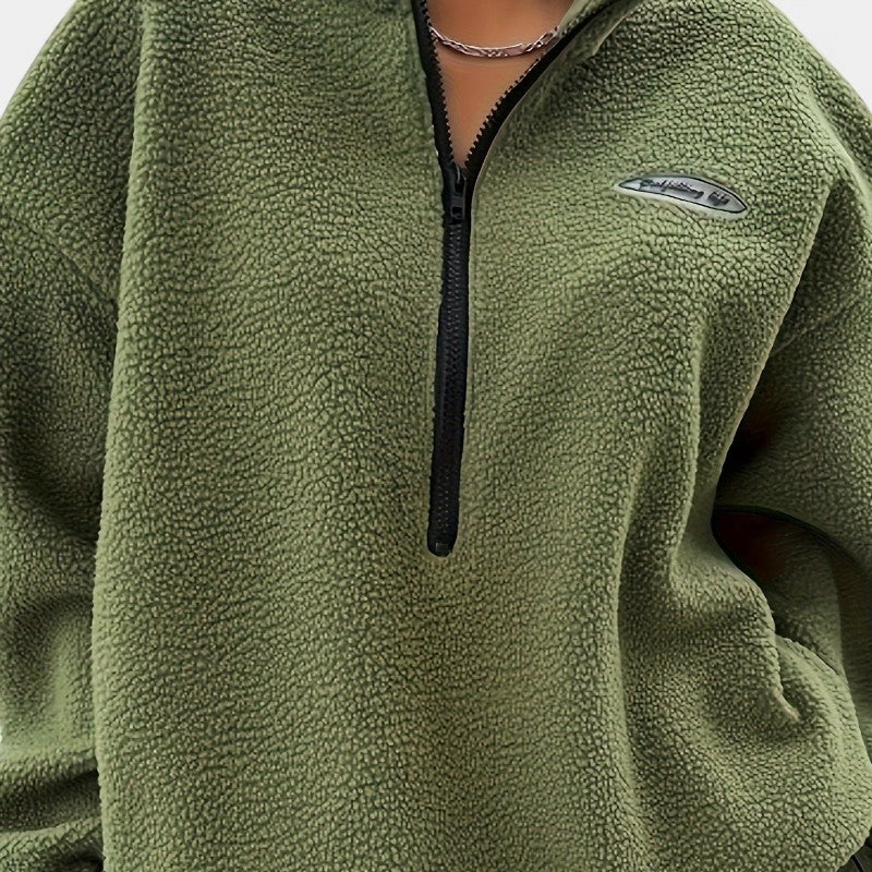 Gleame.-Truien & Vesten-Gleame Sweater - Casual trui met ritssluiting en lange mouwen