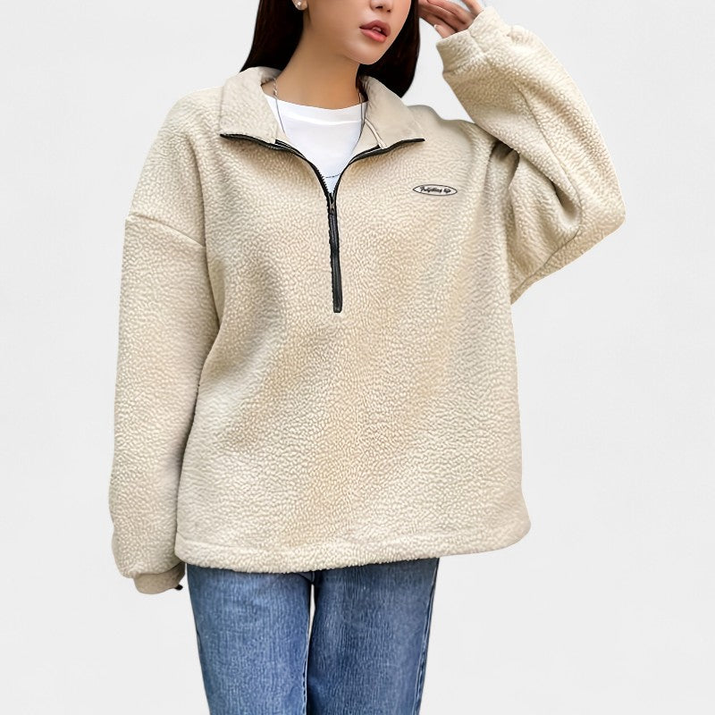 Gleame.-Truien & Vesten-Gleame Sweater - Casual trui met ritssluiting en lange mouwen