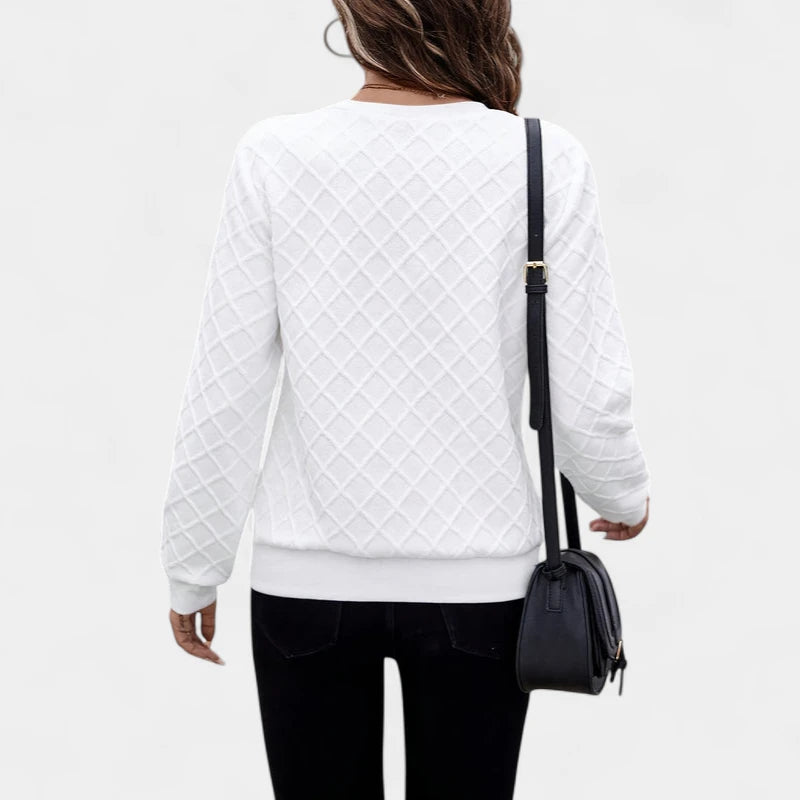 Gleame.-Truien & Vesten-Gleame Sweater - Gebreide damestrui met halve rits en lange mouwen