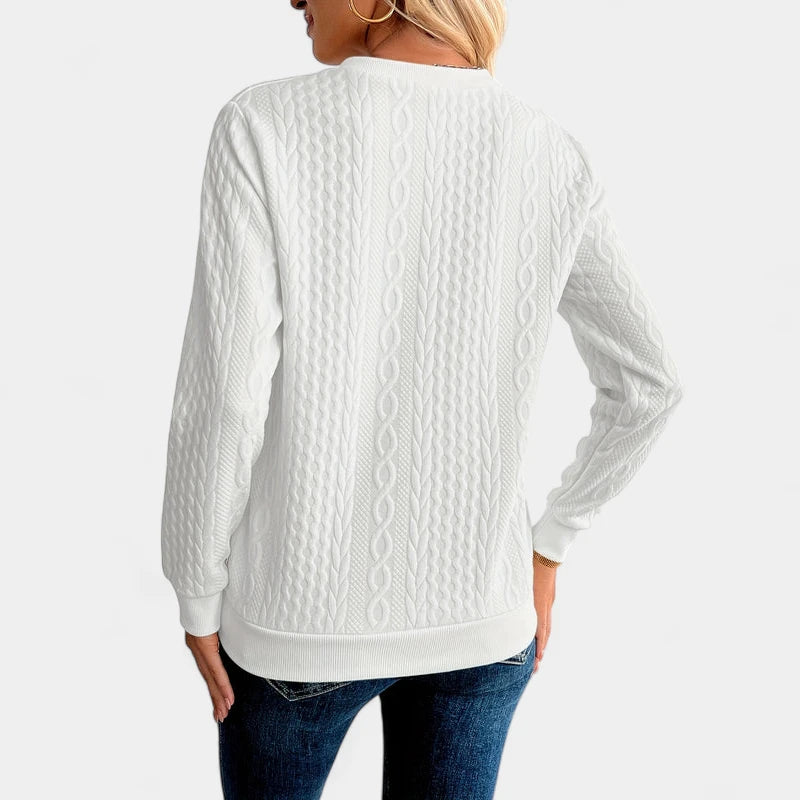 Gleame.-Truien & Vesten-Gleame Sweater - Gebreide damestrui met halve rits en lange mouwen