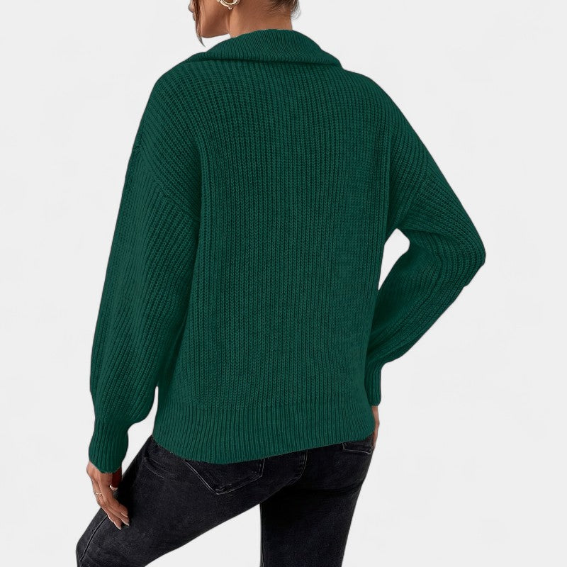 Gleame.-Truien & Vesten-Gleame Trui - Elegante trui met V-hals en ritssluiting