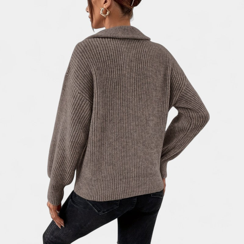 Gleame.-Truien & Vesten-Gleame Trui - Elegante trui met V-hals en ritssluiting