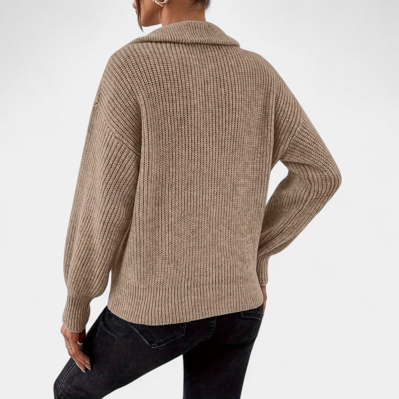 Gleame.-Truien & Vesten-Gleame Trui - Elegante trui met V-hals en ritssluiting