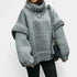 Gleame.-Truien & Vesten-Gleame Trui - Oversized wollen trui met hoge hals en opgerolde mouwen