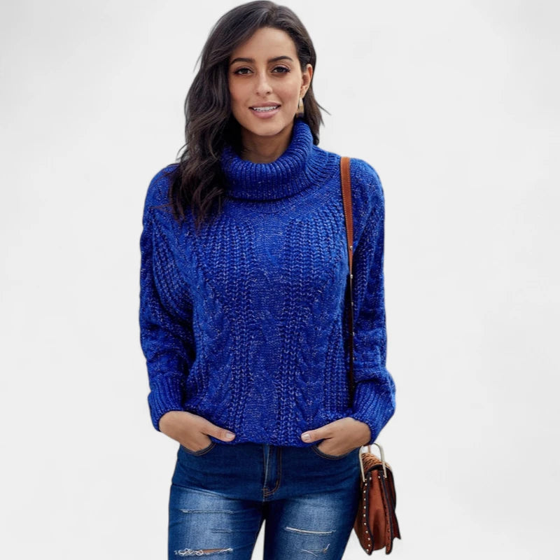 Gleame.-Truien & Vesten-Gleame Trui - Wollen trui met hoge hals en kabelpatroon