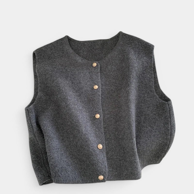 Gleame.-Truien & Vesten-Gleame Vest - Elegante gebreide mouwloze herfsttop voor dames