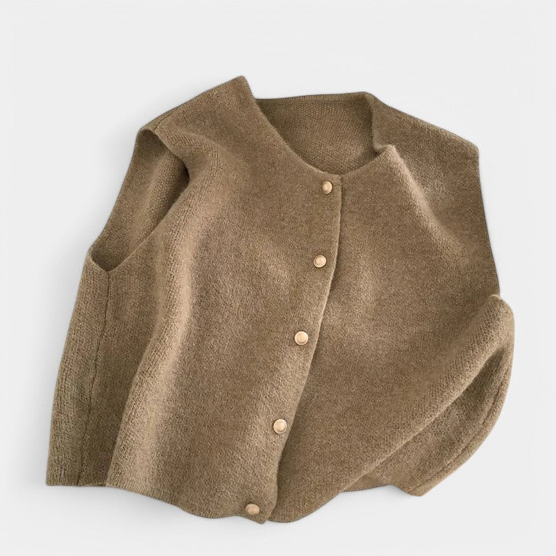 Gleame.-Truien & Vesten-Gleame Vest - Elegante gebreide mouwloze herfsttop voor dames