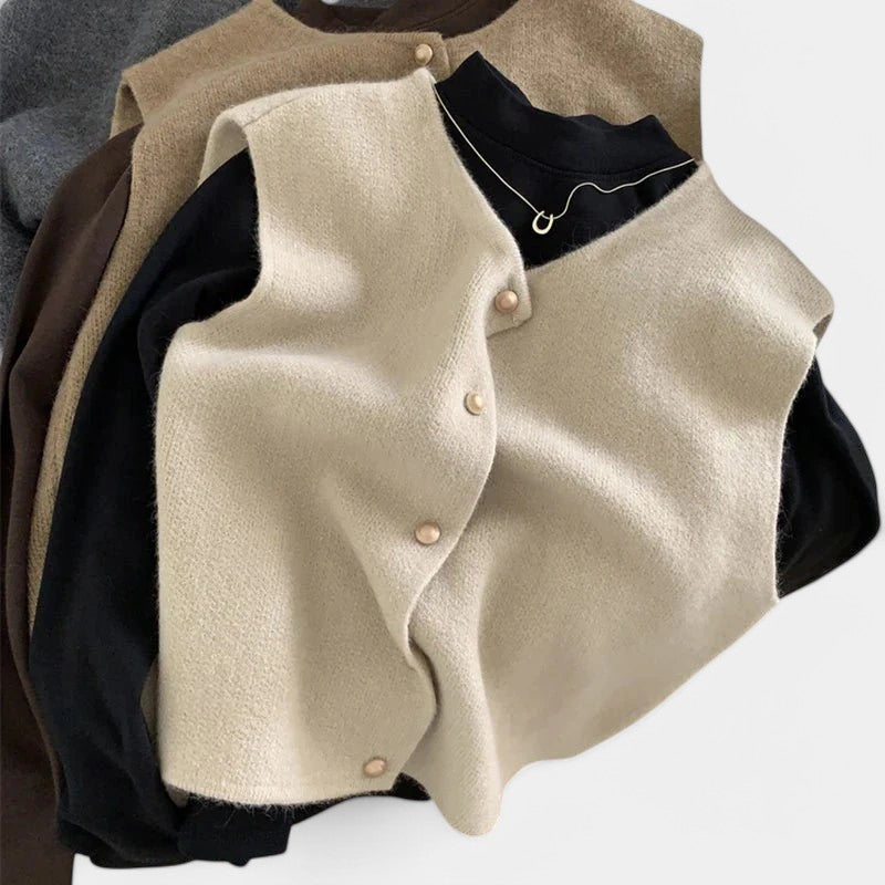 Gleame.-Truien & Vesten-Gleame Vest - Elegante gebreide mouwloze herfsttop voor dames