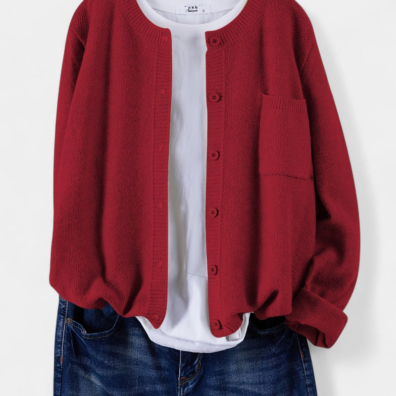 Gleame.-Truien & Vesten-Gleame cardigan - casual gebreide cardigan met knopen en lange mouwen