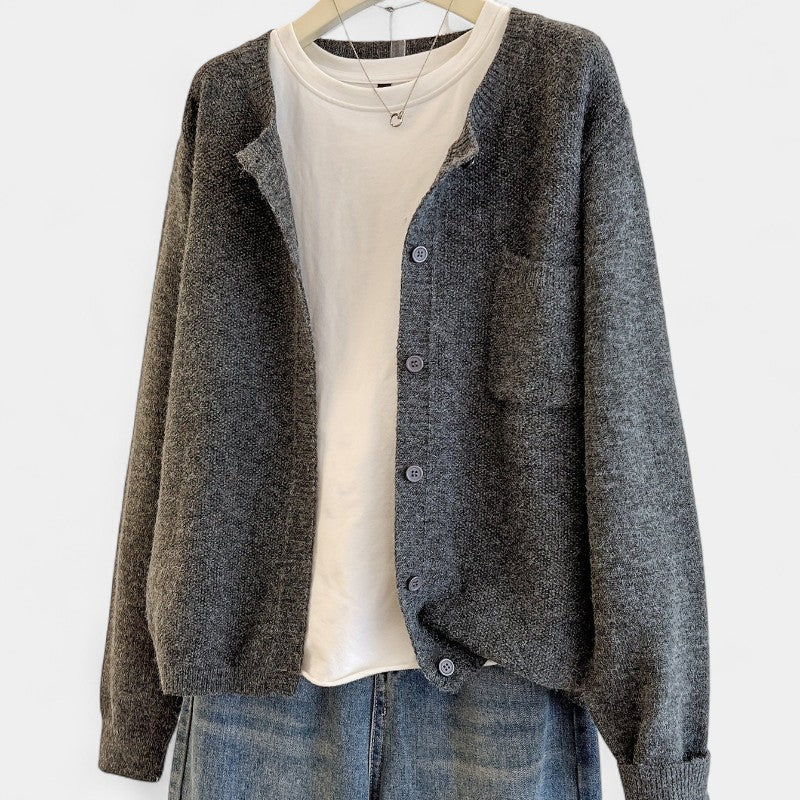 Gleame.-Truien & Vesten-Gleame cardigan - casual gebreide cardigan met knopen en lange mouwen