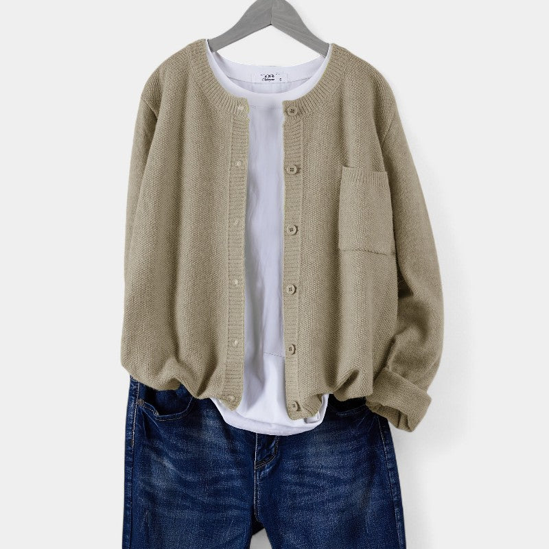 Gleame.-Truien & Vesten-Gleame cardigan - casual gebreide cardigan met knopen en lange mouwen