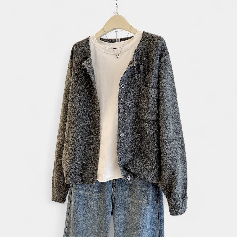 Gleame.-Truien & Vesten-Gleame cardigan - casual gebreide cardigan met knopen en lange mouwen