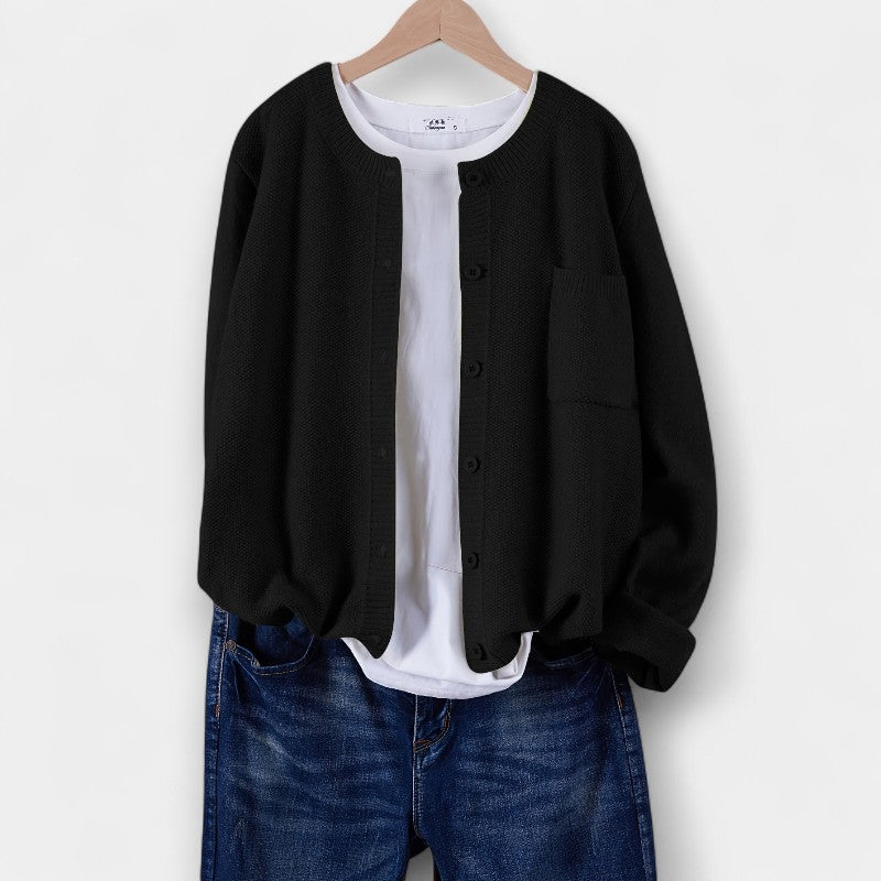 Gleame.-Truien & Vesten-Gleame cardigan - casual gebreide cardigan met knopen en lange mouwen