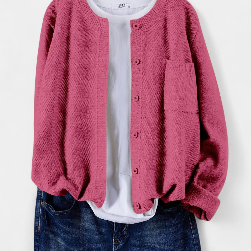 Gleame.-Truien & Vesten-Gleame cardigan - casual gebreide cardigan met knopen en lange mouwen