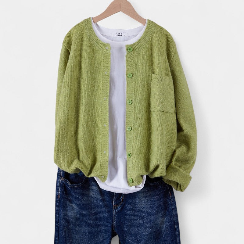 Gleame.-Truien & Vesten-Gleame cardigan - casual gebreide cardigan met knopen en lange mouwen