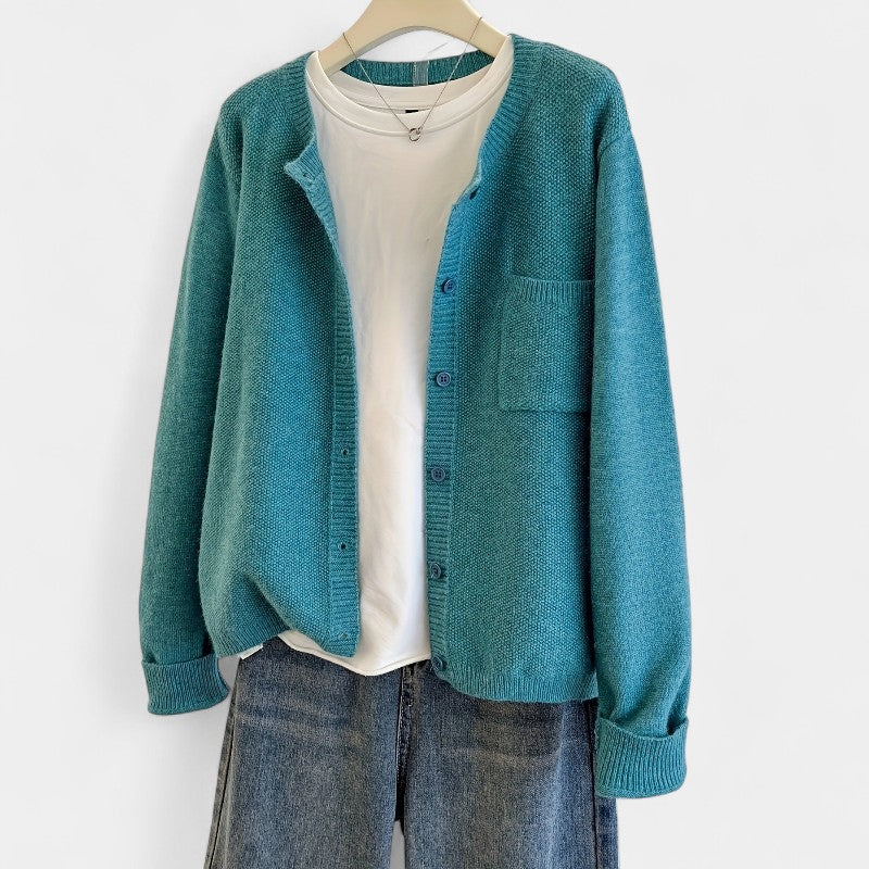 Gleame.-Truien & Vesten-Gleame cardigan - casual gebreide cardigan met knopen en lange mouwen