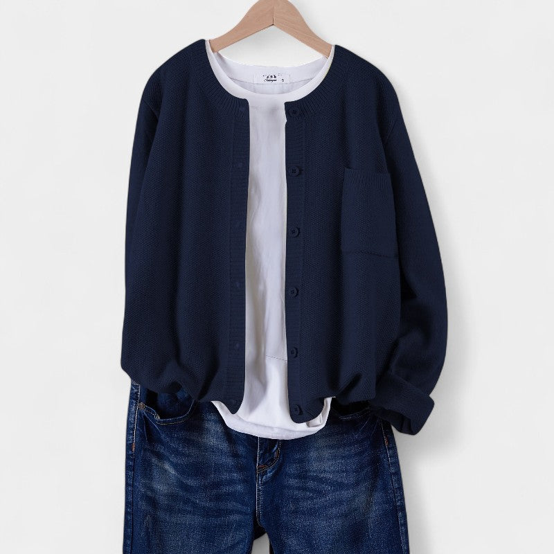 Gleame.-Truien & Vesten-Gleame cardigan - casual gebreide cardigan met knopen en lange mouwen
