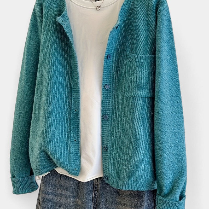 Gleame.-Truien & Vesten-Gleame cardigan - casual gebreide cardigan met knopen en lange mouwen