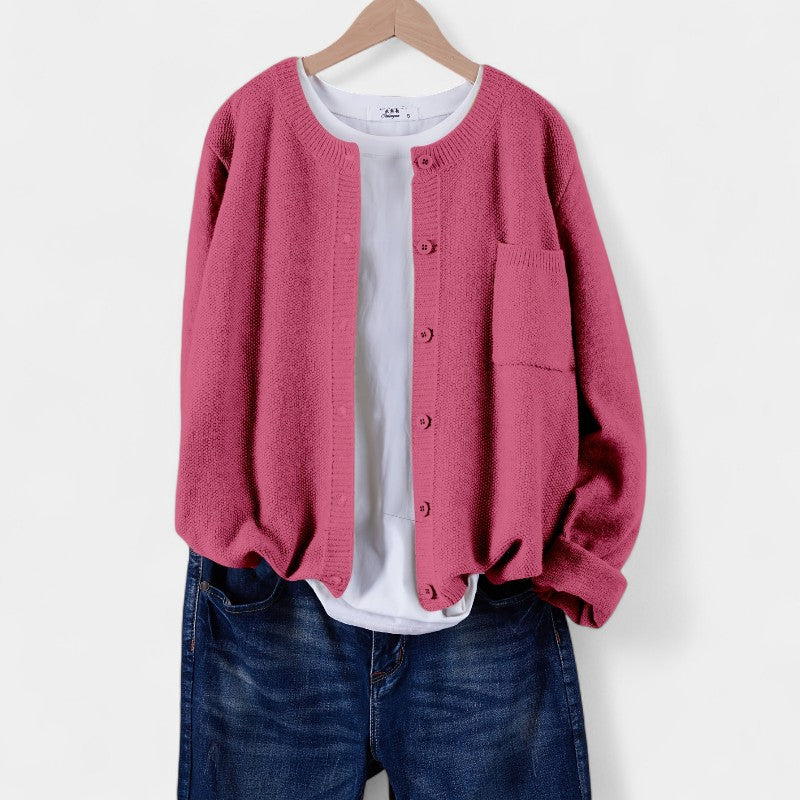 Gleame.-Truien & Vesten-Gleame cardigan - casual gebreide cardigan met knopen en lange mouwen