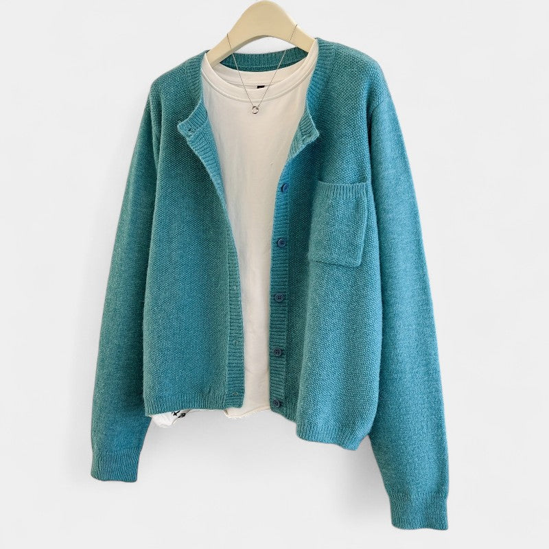 Gleame.-Truien & Vesten-Gleame cardigan - casual gebreide cardigan met knopen en lange mouwen
