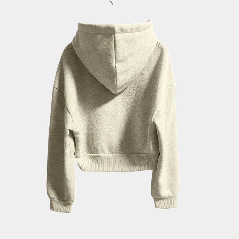 Gleame.-Truien & Vesten-Gleame hoodie - casual lange mouw ritssluiting apricot