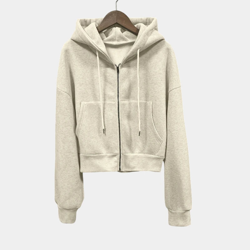 Gleame.-Truien & Vesten-Gleame hoodie - casual lange mouw ritssluiting apricot