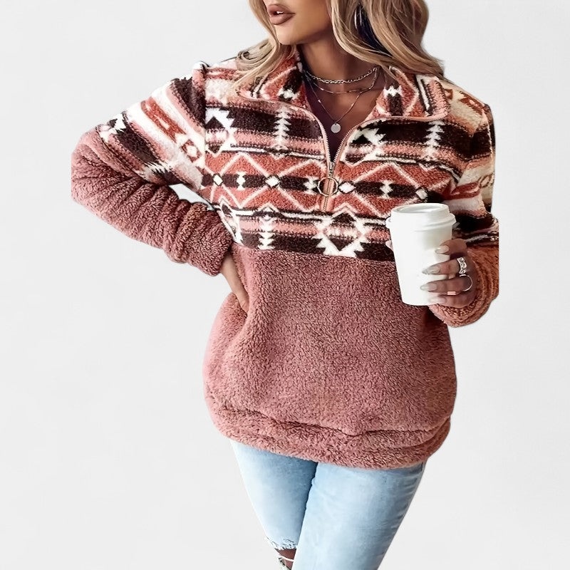 Gleame.-Truien & Vesten-Gleame sweatshirt - casual dames trui met lange mouwen en geometrisch patroon