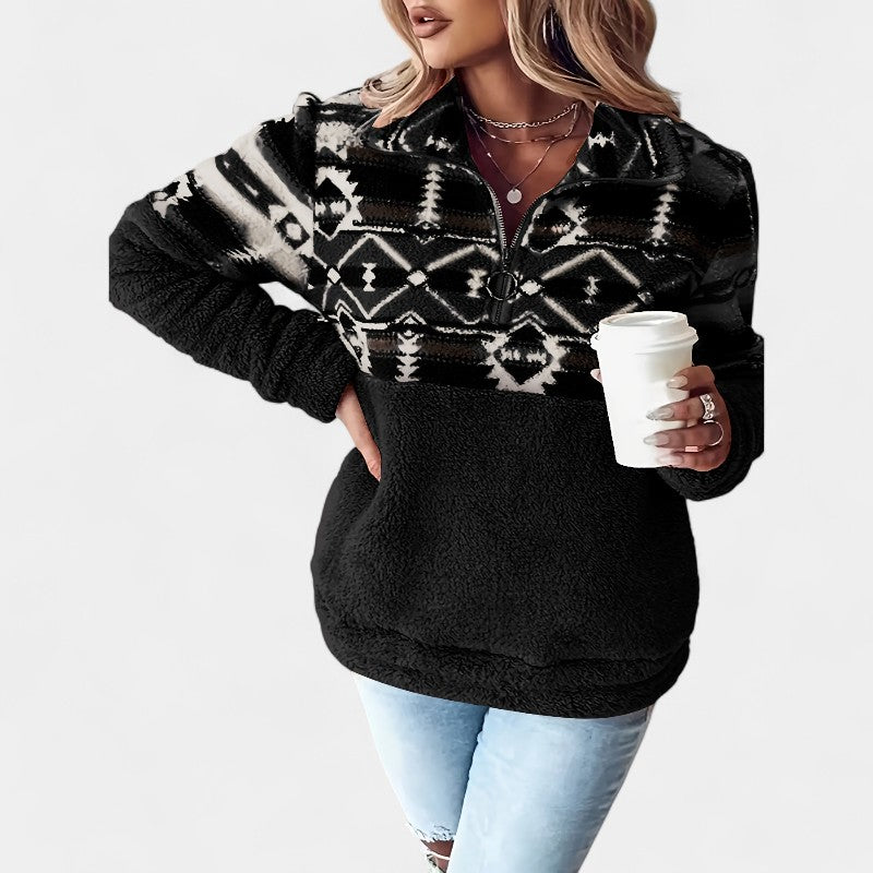 Gleame.-Truien & Vesten-Gleame sweatshirt - casual dames trui met lange mouwen en geometrisch patroon