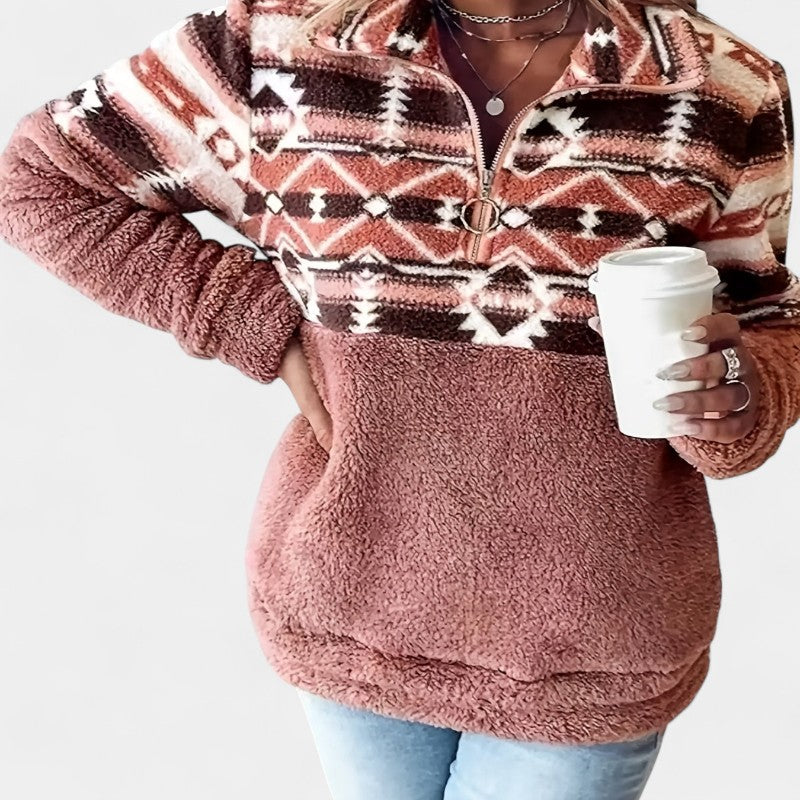 Gleame.-Truien & Vesten-Gleame sweatshirt - casual dames trui met lange mouwen en geometrisch patroon