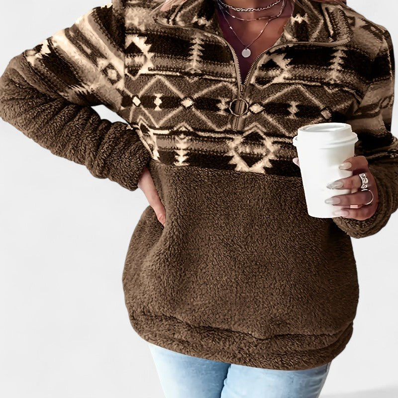 Gleame.-Truien & Vesten-Gleame sweatshirt - casual dames trui met lange mouwen en geometrisch patroon