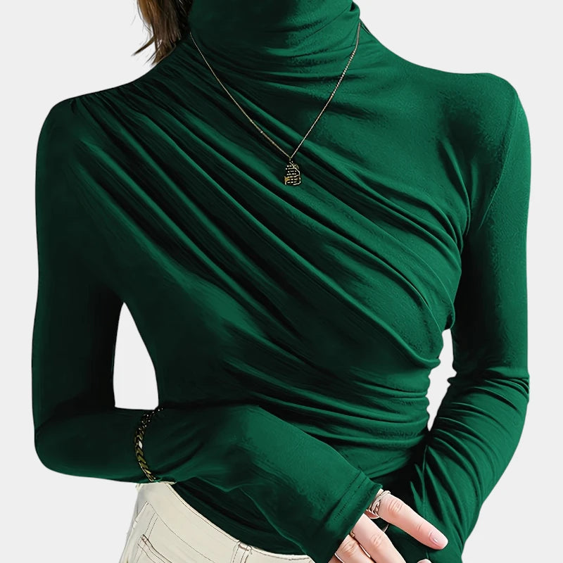 Gleame.-Truien & Vesten-Gleame top - elegante top met hoge hals en ruches in stijl