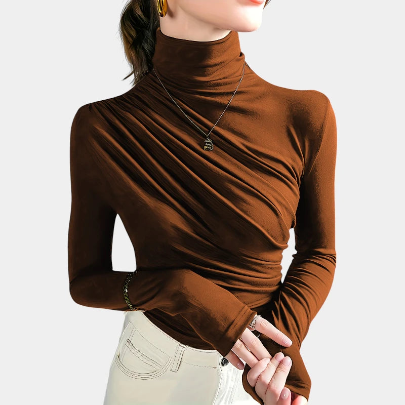 Gleame.-Truien & Vesten-Gleame top - elegante top met hoge hals en ruches in stijl