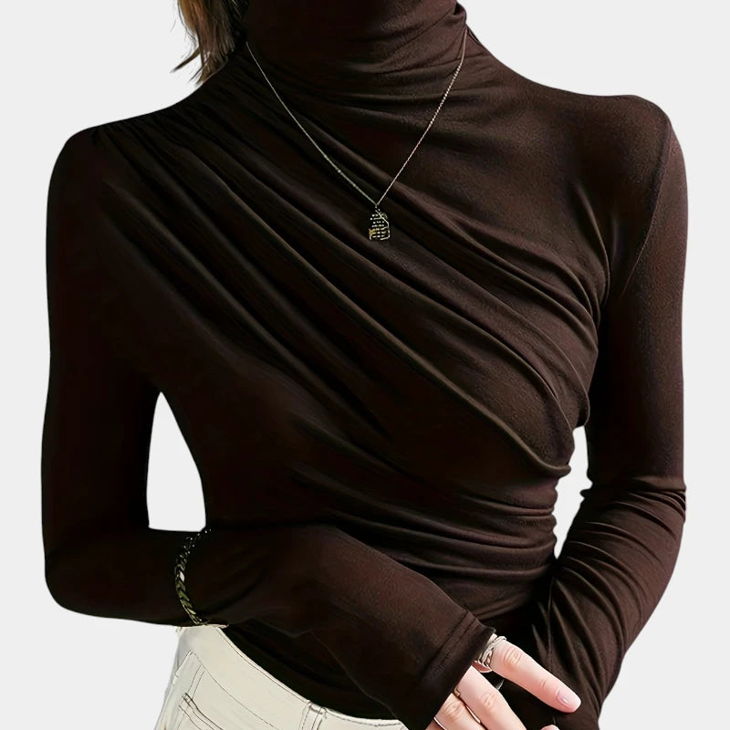 Gleame.-Truien & Vesten-Gleame top - elegante top met hoge hals en ruches in stijl