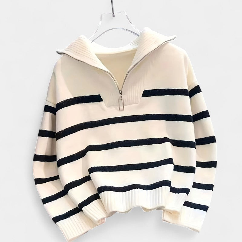 Gleame.-Truien & Vesten-Gleame trui - casual trui met ritssluiting en strepen