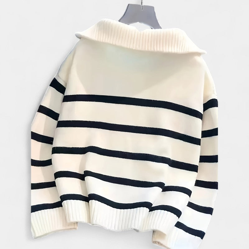 Gleame.-Truien & Vesten-Gleame trui - casual trui met ritssluiting en strepen